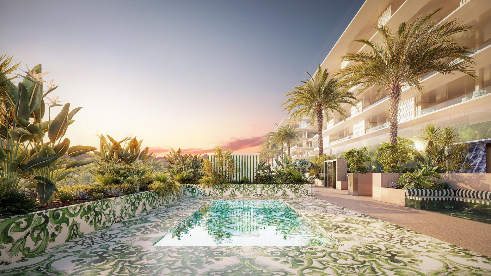 Piscinas comunitarias con azulejos D&G